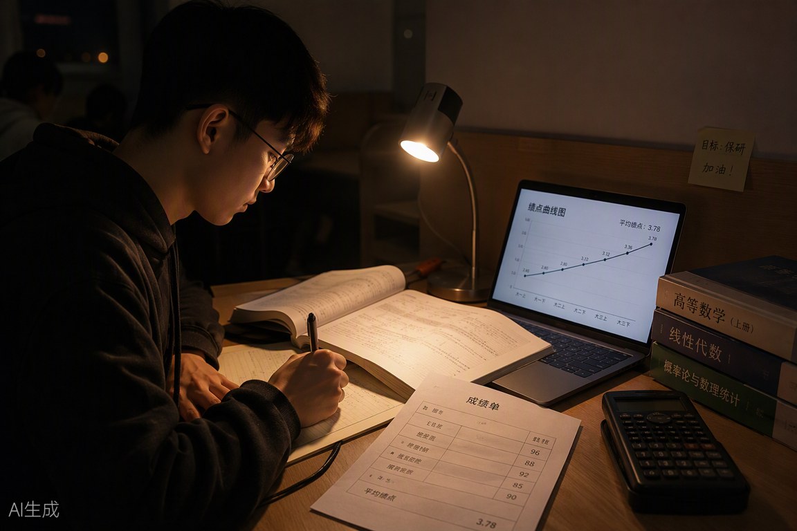 学生自习备考,关注绩点提升