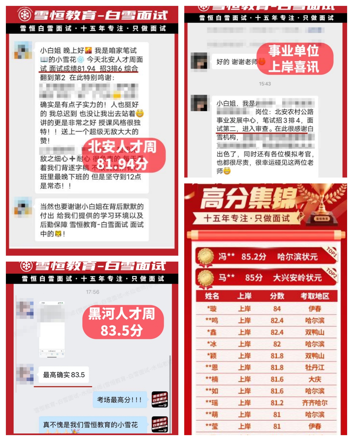 杭州雪恒白雪教育学员高分上岸出炉,快来围观吧！