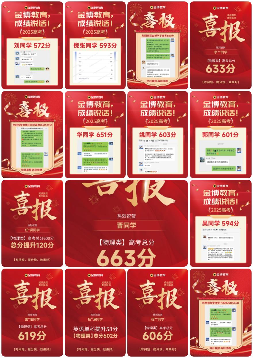 金博教育学员高考高分上岸一览