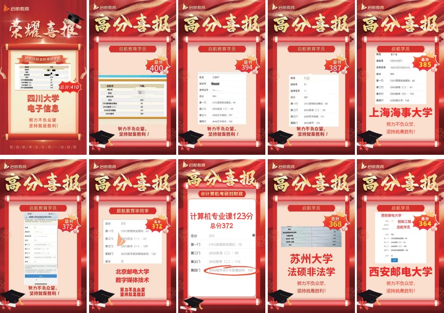 郑州启航考研学员高分上岸一览