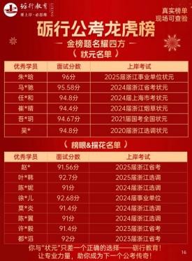 浙江砺行公考学员成功上岸一览表