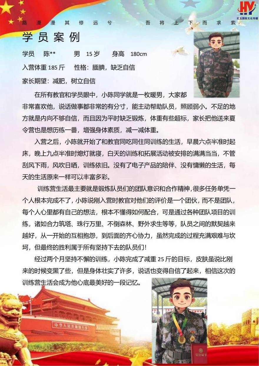 江苏红玉国防叛逆少年培训基地学员案例一览