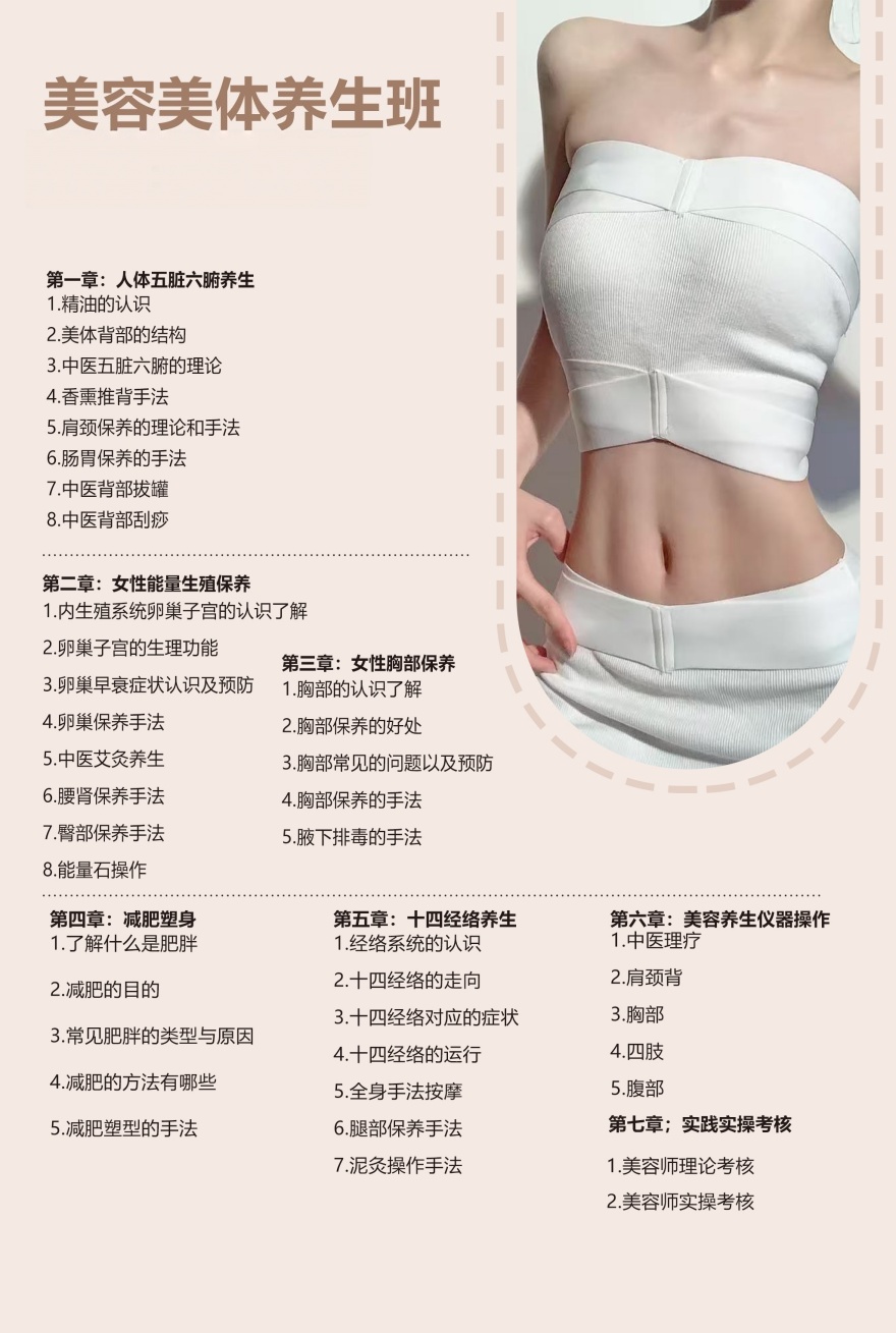 美容美体养生课程开课啦！欢迎咨询！