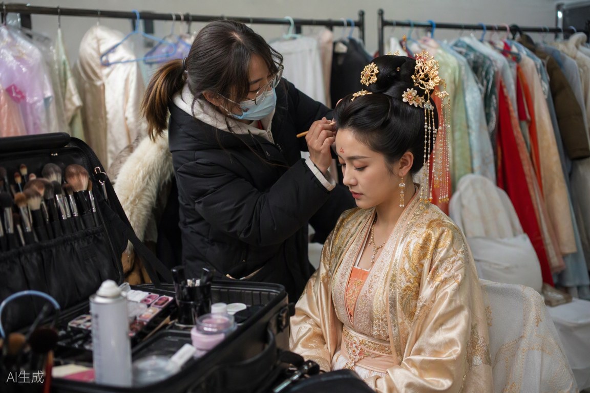 影视妆造课堂：化妆师为古装演员整理妆发