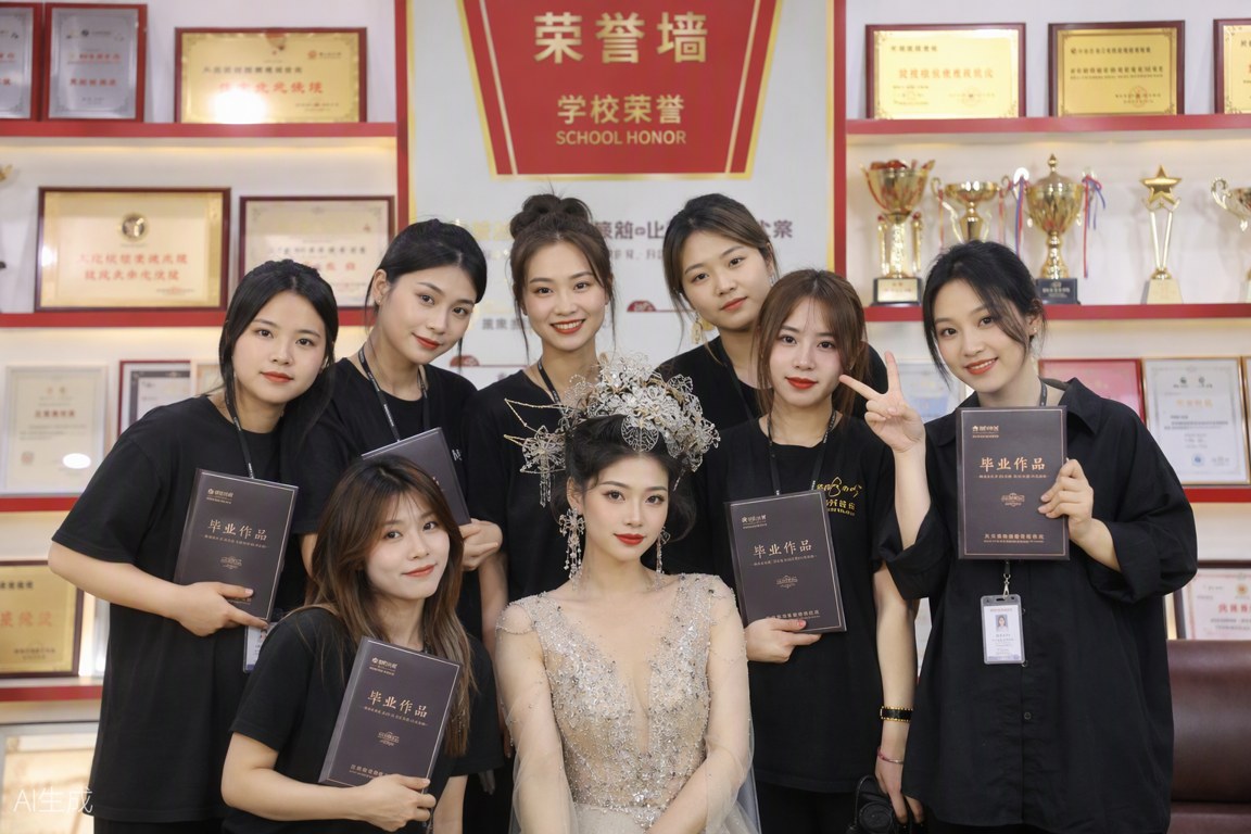 学员毕业作品与学校荣誉墙